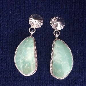 Sterling silver & green turquoise drop earrings